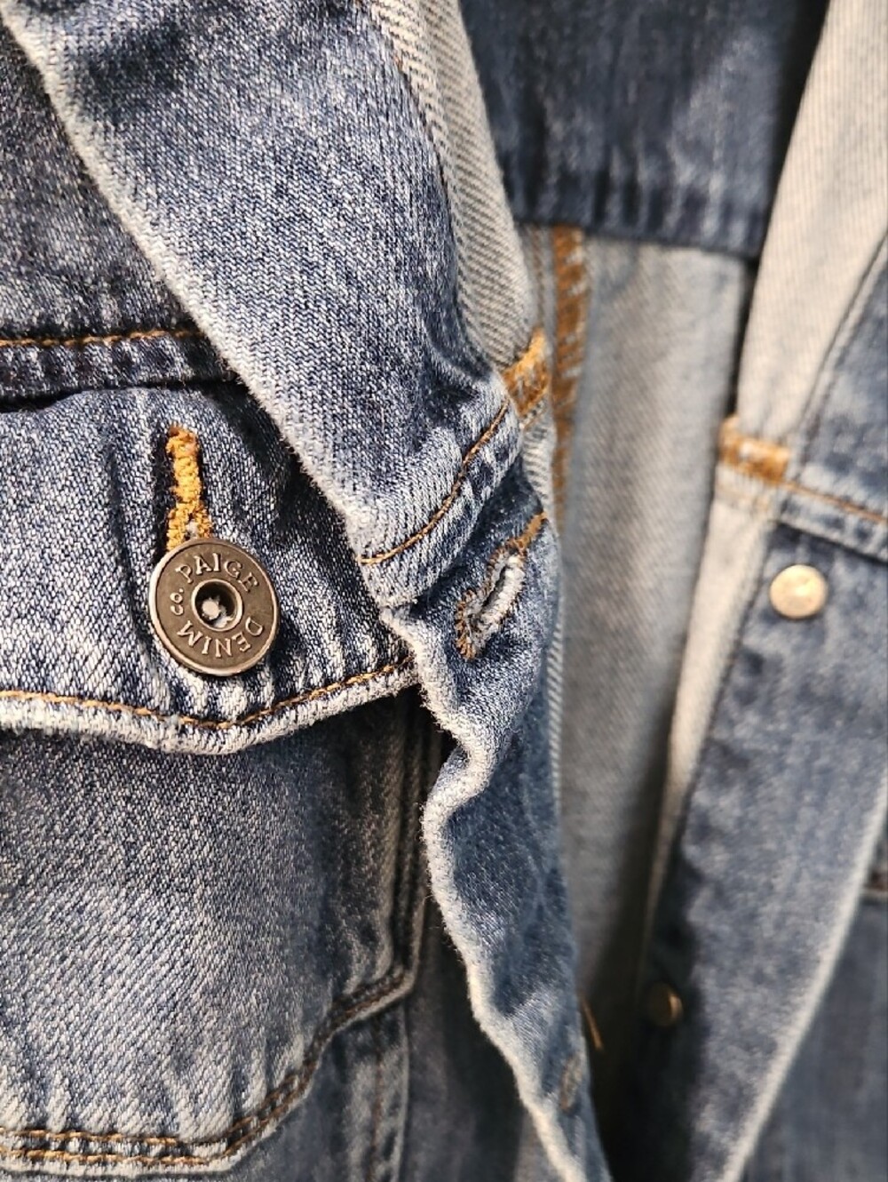 PAIGE Distressed Medium Blue Denim Jacket - Picture 12 of 12